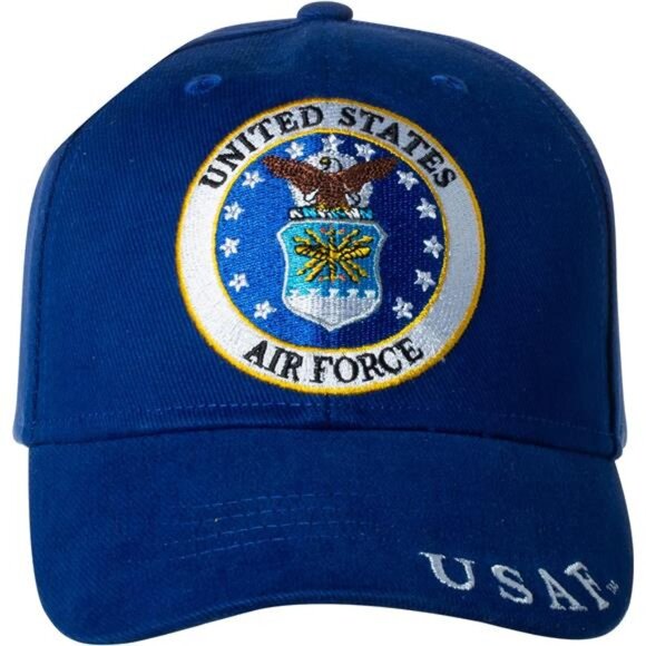Mens US Air Force Hat Embroidered Adjustable Baseball Cap Military Blue USAF - Picture 1 of 4